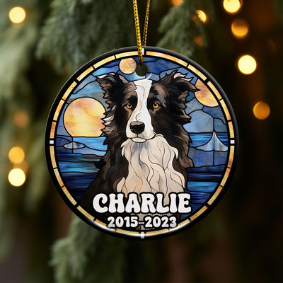 Border Collie Christmas Ornament Custom Dog Circle Ceramic Ornaments, Dog Christmas Ornaments, Christmas Ornaments For Dog Lover