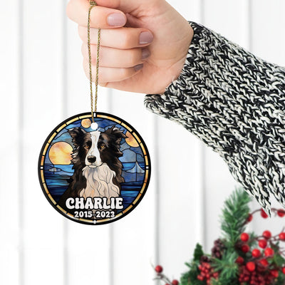 Border Collie Christmas Ornament Custom Dog Circle Ceramic Ornaments, Dog Christmas Ornaments, Christmas Ornaments For Dog Lover