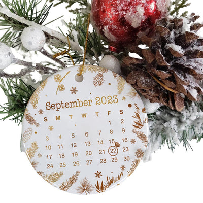 Engaged Christmas Ceramic Ornaments Custom Names, Date And Photo, Hanging Decorations