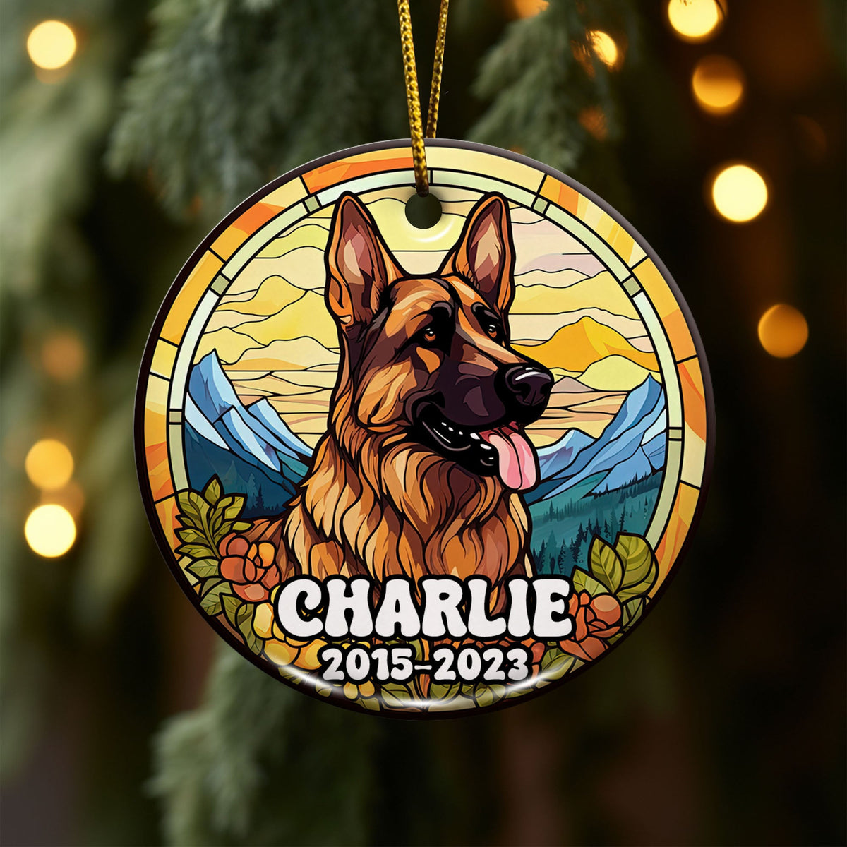 German Shepherd Ornaments For Christmas Tree Custom Dog Circle Ceramic Ornaments, Dog Christmas Ornaments, Christmas Ornaments For Dog Lover