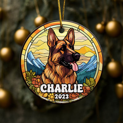 German Shepherd Ornaments For Christmas Tree Custom Dog Circle Ceramic Ornaments, Dog Christmas Ornaments, Christmas Ornaments For Dog Lover