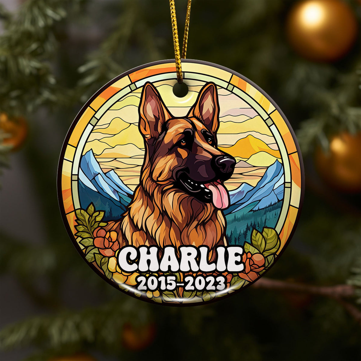 German Shepherd Ornaments For Christmas Tree Custom Dog Circle Ceramic Ornaments, Dog Christmas Ornaments, Christmas Ornaments For Dog Lover