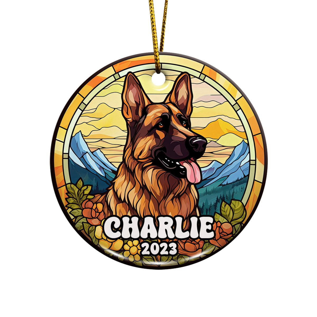 German Shepherd Ornaments For Christmas Tree Custom Dog Circle Ceramic Ornaments, Dog Christmas Ornaments, Christmas Ornaments For Dog Lover