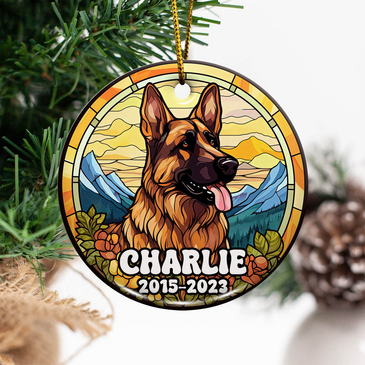 German Shepherd Ornaments For Christmas Tree Custom Dog Circle Ceramic Ornaments, Dog Christmas Ornaments, Christmas Ornaments For Dog Lover
