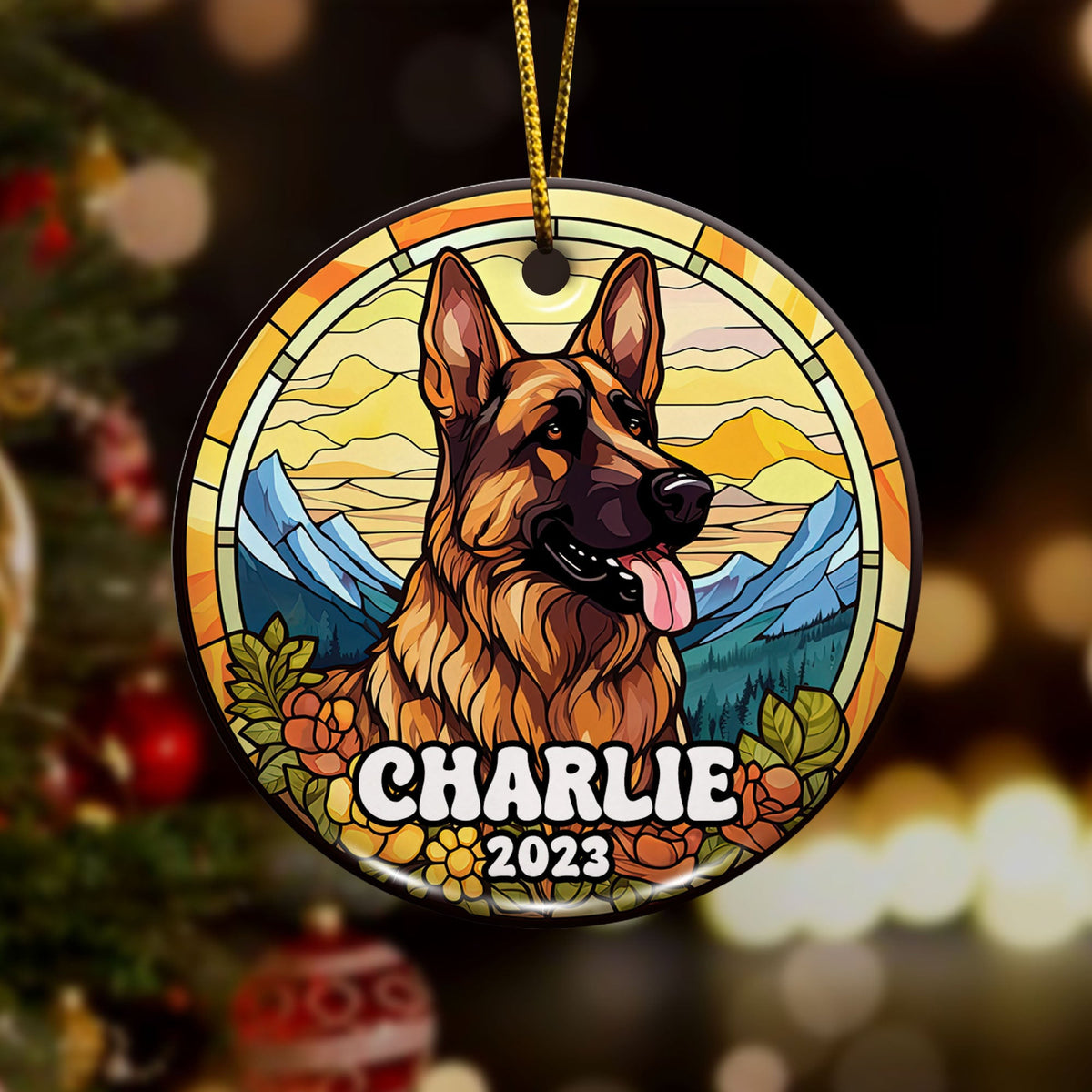 German Shepherd Ornaments For Christmas Tree Custom Dog Circle Ceramic Ornaments, Dog Christmas Ornaments, Christmas Ornaments For Dog Lover