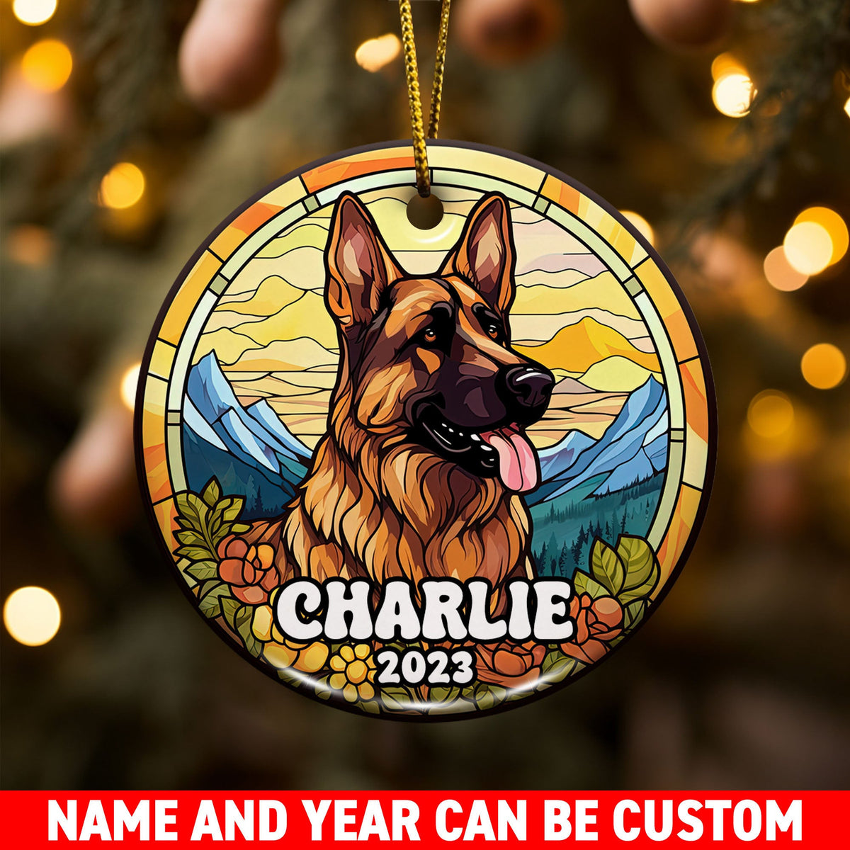 German Shepherd Ornaments For Christmas Tree Custom Dog Circle Ceramic Ornaments, Dog Christmas Ornaments, Christmas Ornaments For Dog Lover