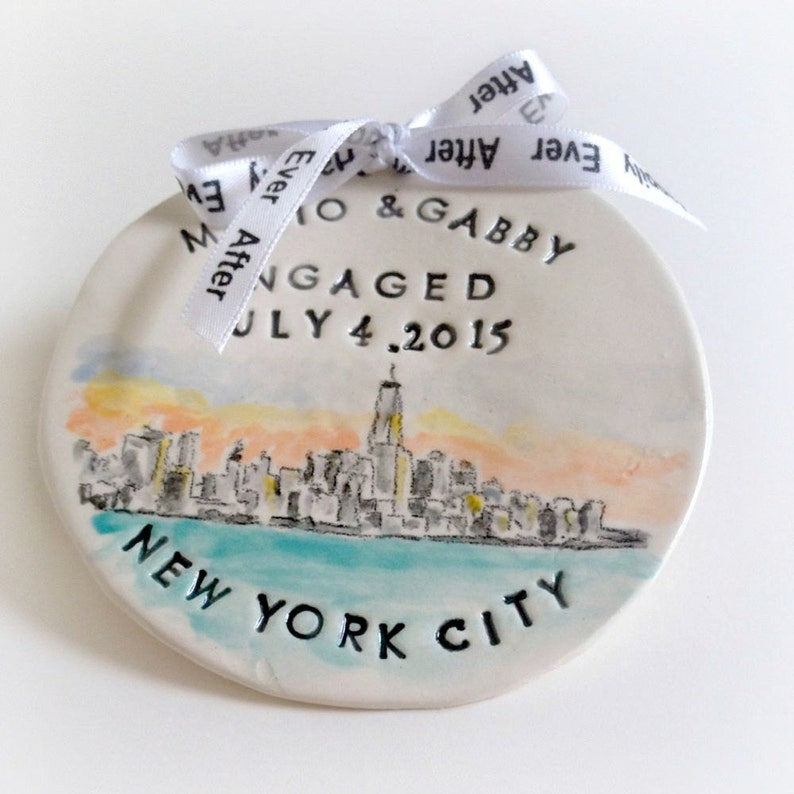 Custom Engagement Gift First Christmas Ornament Wedding Portrait