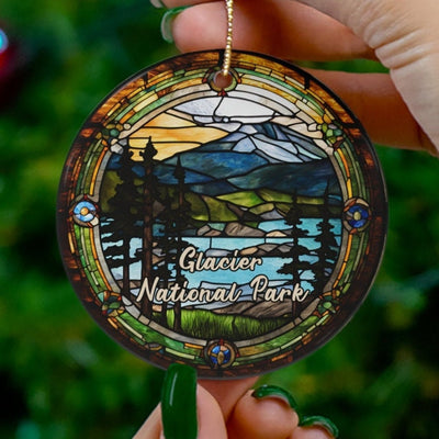Glacier National Park Ornament, Christmas Tree Ornament, Montana Holiday Ornament, Vacation Keepsake Souvenir Gift, Ceramic Ornament