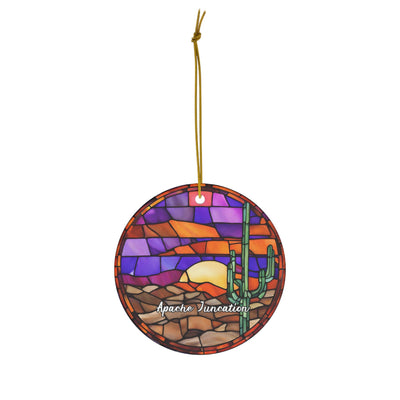Apache Junction Ornament, Christmas Tree Ornament, Holiday Ornament, Arizona Vacation Keepsake Souvenir Gift, Ceramic Ornament