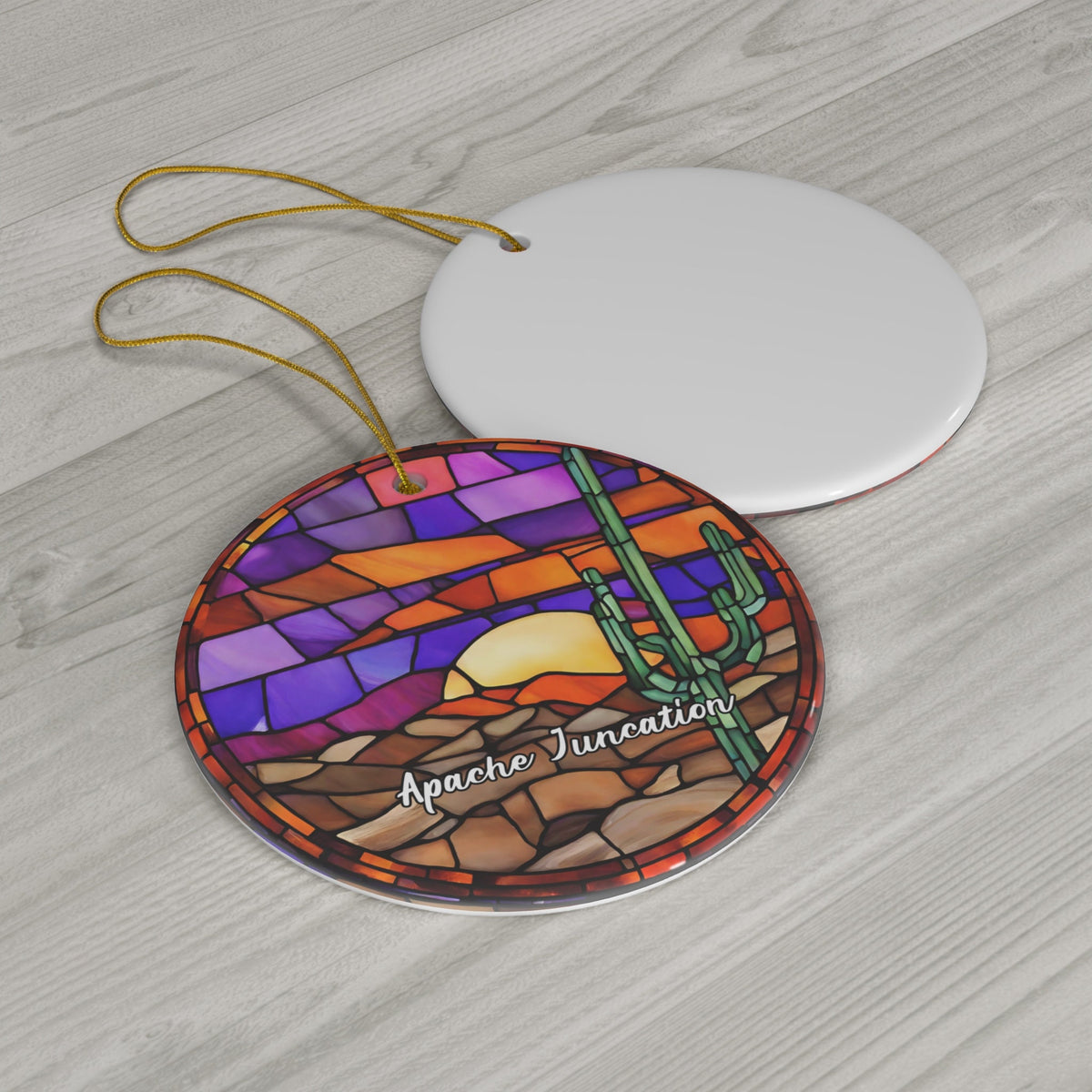 Apache Junction Ornament, Christmas Tree Ornament, Holiday Ornament, Arizona Vacation Keepsake Souvenir Gift, Ceramic Ornament