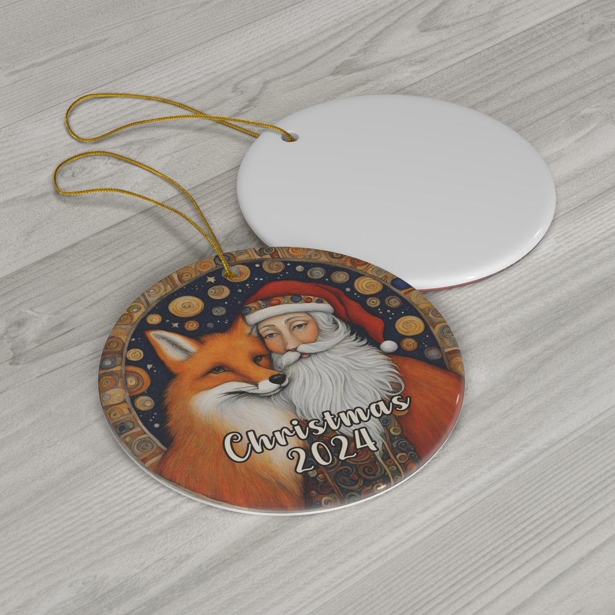 2024 Christmas Ornament, Dated Christmas Tree Santa, Ceramic Ornament, Rustic Family Gift Stocking Stuffers