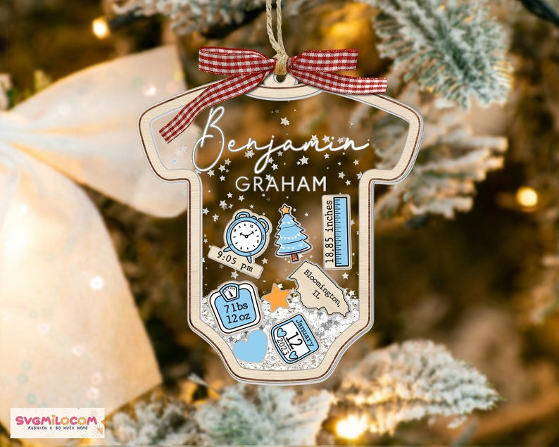Baby's First Christmas Ornament, Custom Baby Name Christmas Gift, Baby 1st Christmas Ornament, 4D Shake Babies Ornament, New Baby Keepsake