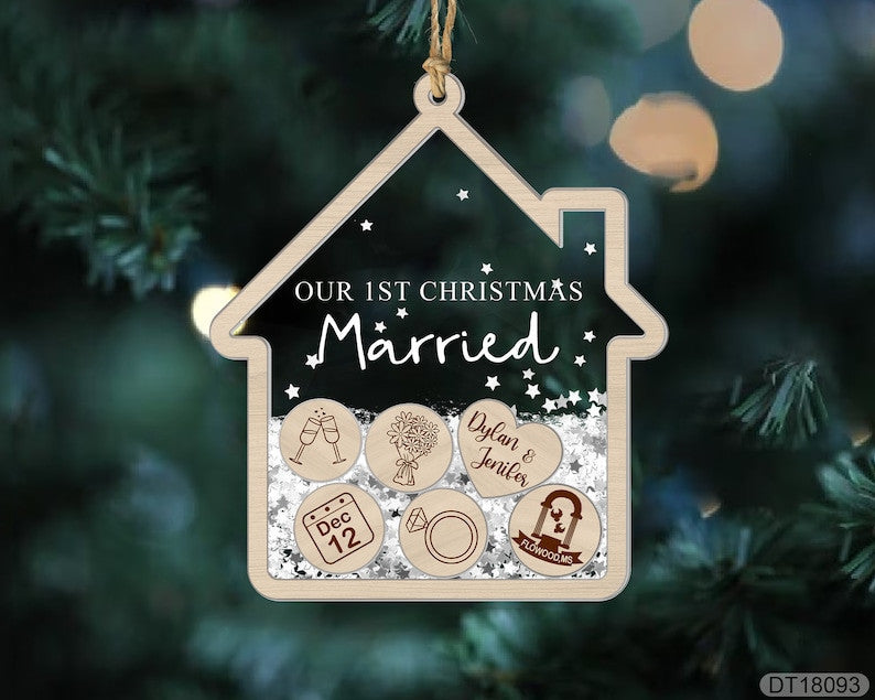 Personalized Married Ornament, First Christmas Married Ornament, Wedding Christmas Ornament, Custom Couple Ornament, Just Married Ornament