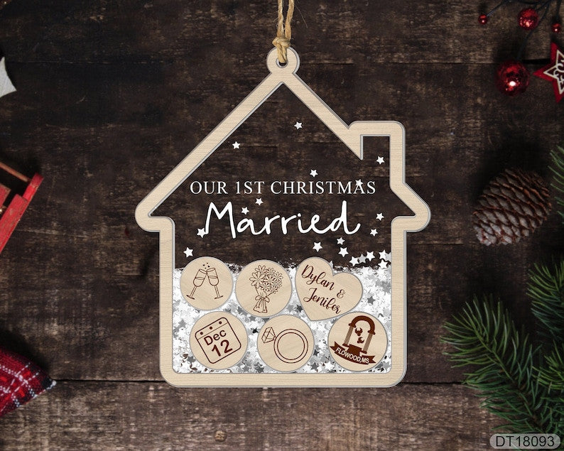 Personalized Married Ornament, First Christmas Married Ornament, Wedding Christmas Ornament, Custom Couple Ornament, Just Married Ornament