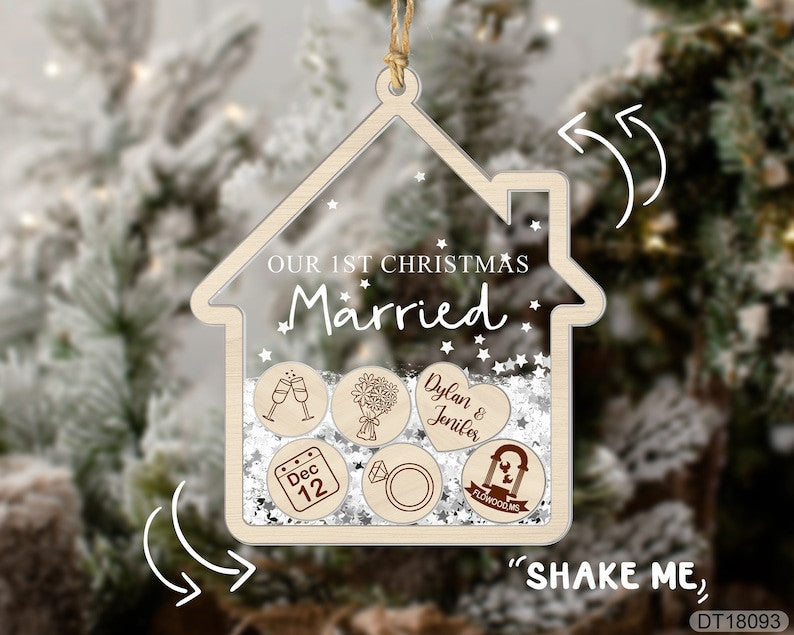 Personalized Married Ornament, First Christmas Married Ornament, Wedding Christmas Ornament, Custom Couple Ornament, Just Married Ornament