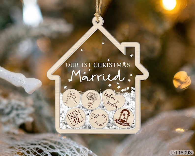 Personalized Married Ornament, First Christmas Married Ornament, Wedding Christmas Ornament, Custom Couple Ornament, Just Married Ornament