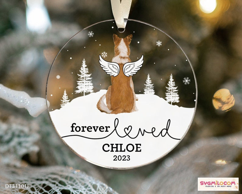 Personalized Pet Memorial Ornament, Customized Dog Memorial Christmas Ornament, Pet Loss Gift, Dog Memorial Gift, Dog Remembrance Keepsake