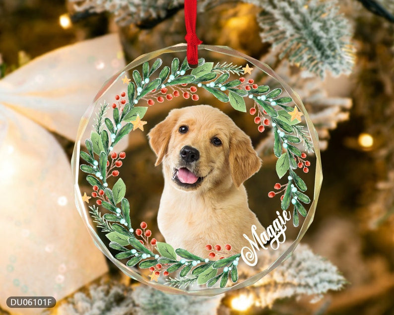 Personalized Dog Photo Christmas Ornament, Customized Dog Ornament, Dog Memorial Ornament, Custom Pet Photo Gifts, Christmas Pet Ornaments
