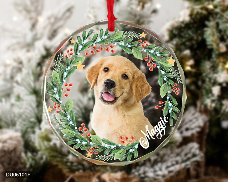 Personalized Dog Photo Christmas Ornament, Customized Dog Ornament, Dog Memorial Ornament, Custom Pet Photo Gifts, Christmas Pet Ornaments