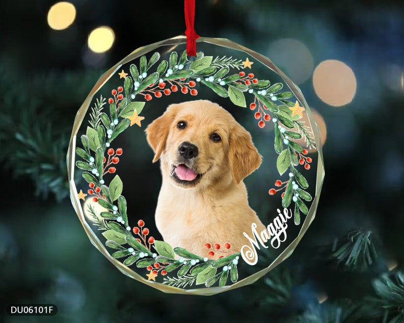 Personalized Dog Photo Christmas Ornament, Customized Dog Ornament, Dog Memorial Ornament, Custom Pet Photo Gifts, Christmas Pet Ornaments
