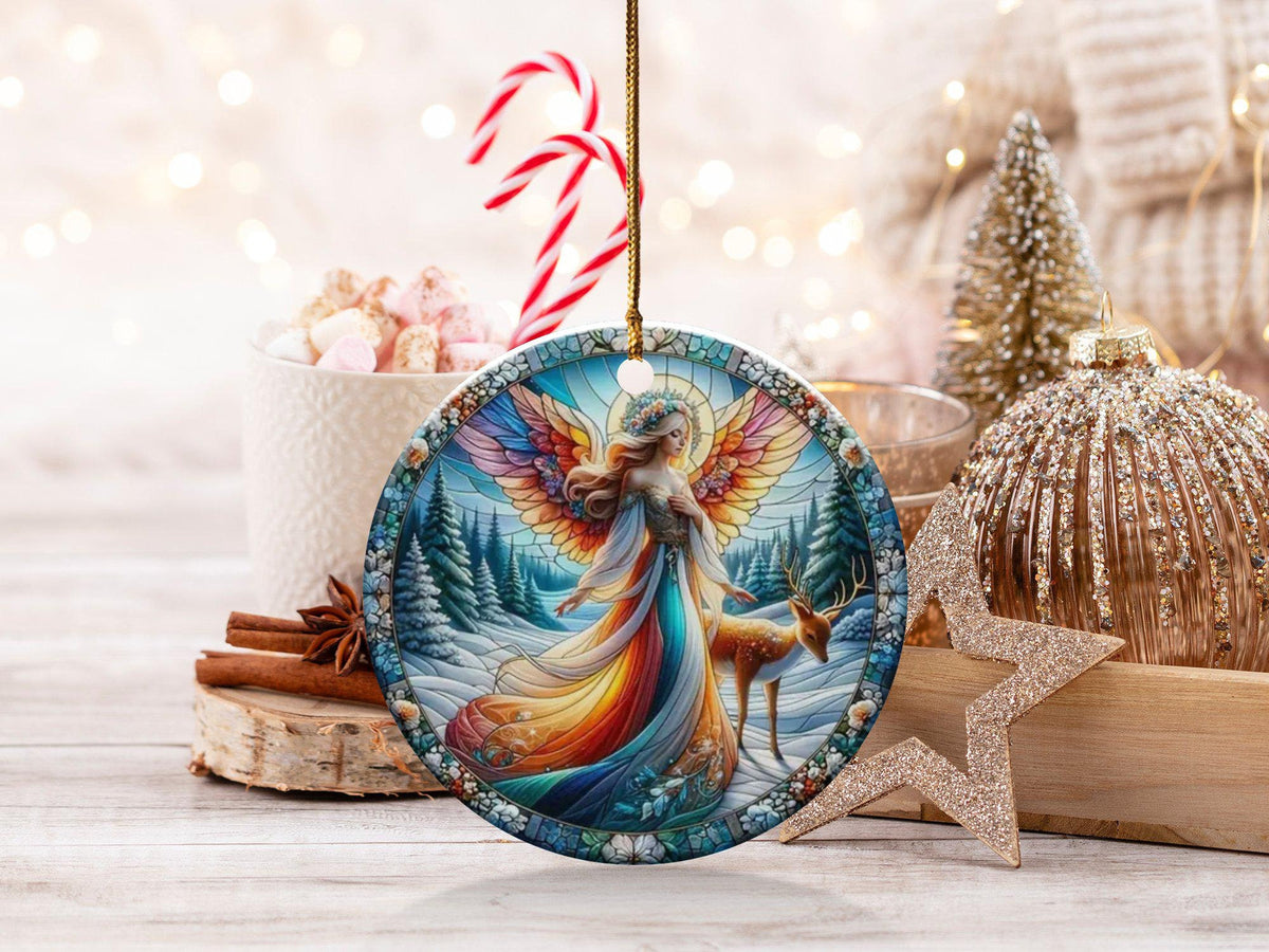 Christmas 2024 Ornament, Christmas Decoration, Holiday Gift Idea, Heirloom Keepsake, Round Ceramic, Gift Exchange, Gift Idea, Xmas Angel