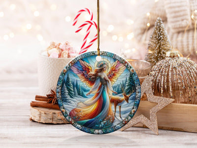 Christmas 2024 Ornament, Christmas Decoration, Holiday Gift Idea, Heirloom Keepsake, Round Ceramic, Gift Exchange, Gift Idea, Xmas Angel