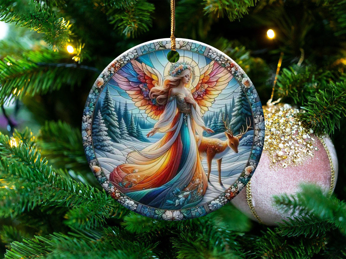 Christmas 2024 Ornament, Christmas Decoration, Holiday Gift Idea, Heirloom Keepsake, Round Ceramic, Gift Exchange, Gift Idea, Xmas Angel