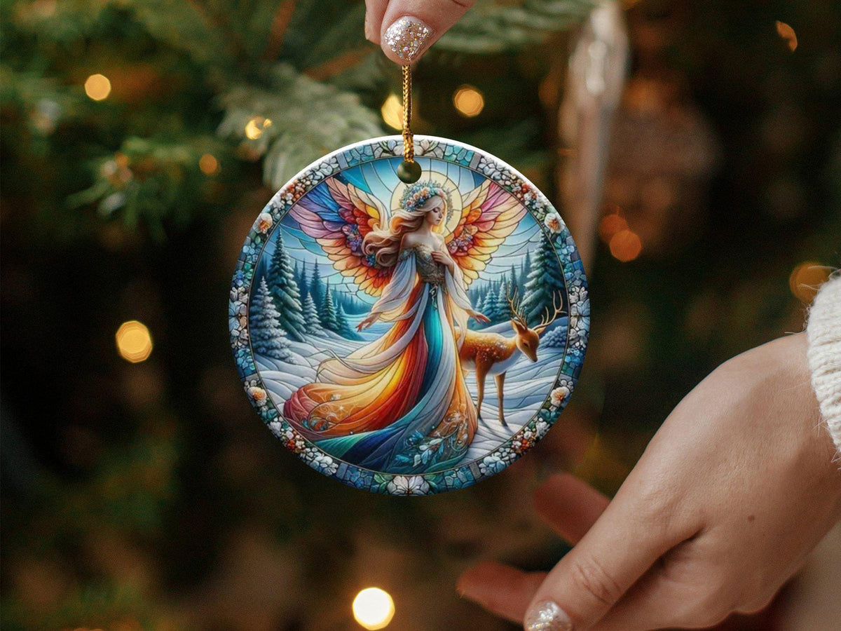 Christmas 2024 Ornament, Christmas Decoration, Holiday Gift Idea, Heirloom Keepsake, Round Ceramic, Gift Exchange, Gift Idea, Xmas Angel