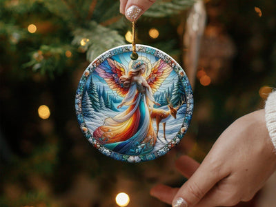 Christmas 2024 Ornament, Christmas Decoration, Holiday Gift Idea, Heirloom Keepsake, Round Ceramic, Gift Exchange, Gift Idea, Xmas Angel
