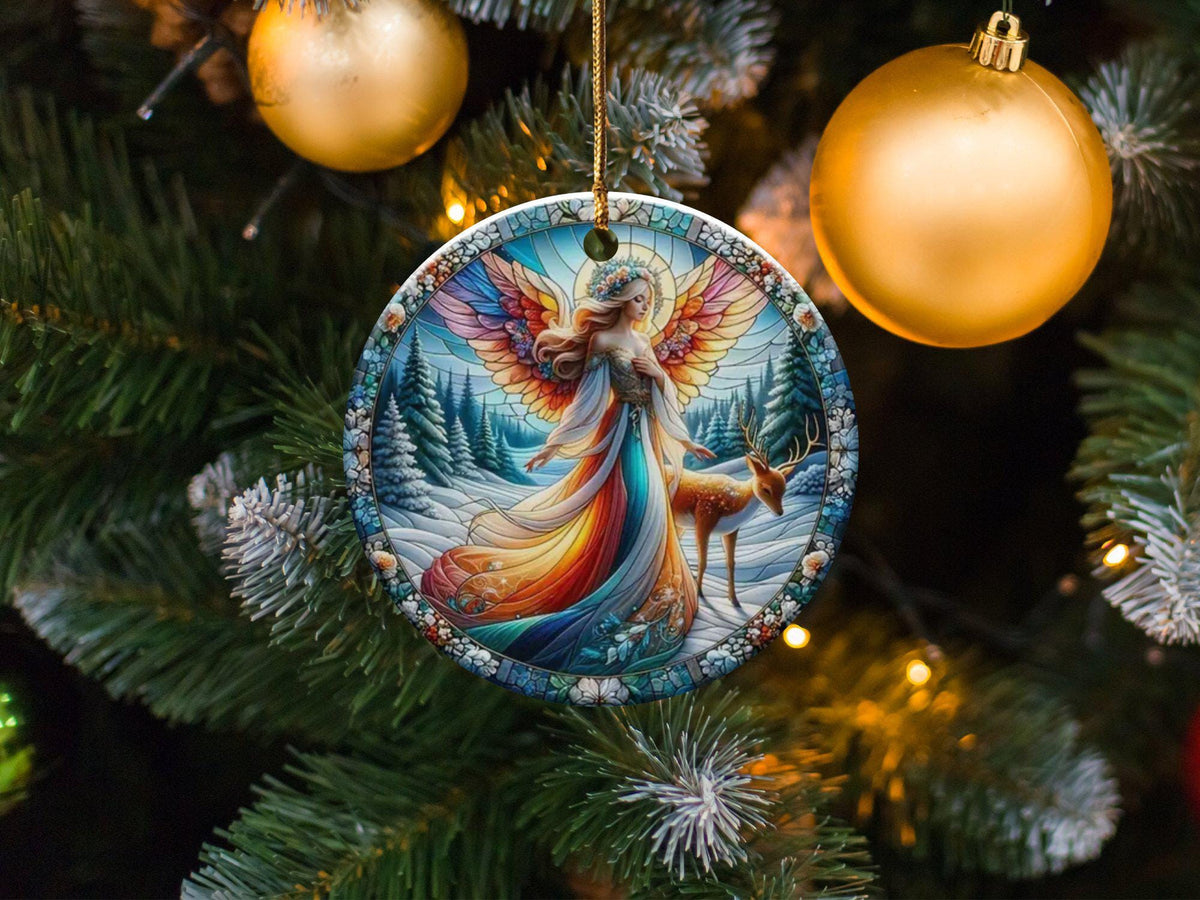 Christmas 2024 Ornament, Christmas Decoration, Holiday Gift Idea, Heirloom Keepsake, Round Ceramic, Gift Exchange, Gift Idea, Xmas Angel