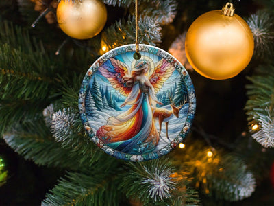Christmas 2024 Ornament, Christmas Decoration, Holiday Gift Idea, Heirloom Keepsake, Round Ceramic, Gift Exchange, Gift Idea, Xmas Angel