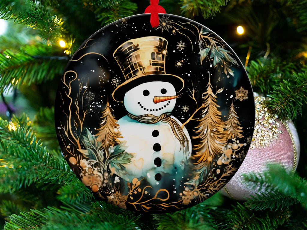 Christmas 2024 Ornament, Christmas Decoration, Holiday Gift Idea, Heirloom Keepsake, Round Ceramic, Gift Exchange, Gift Idea, Snowman