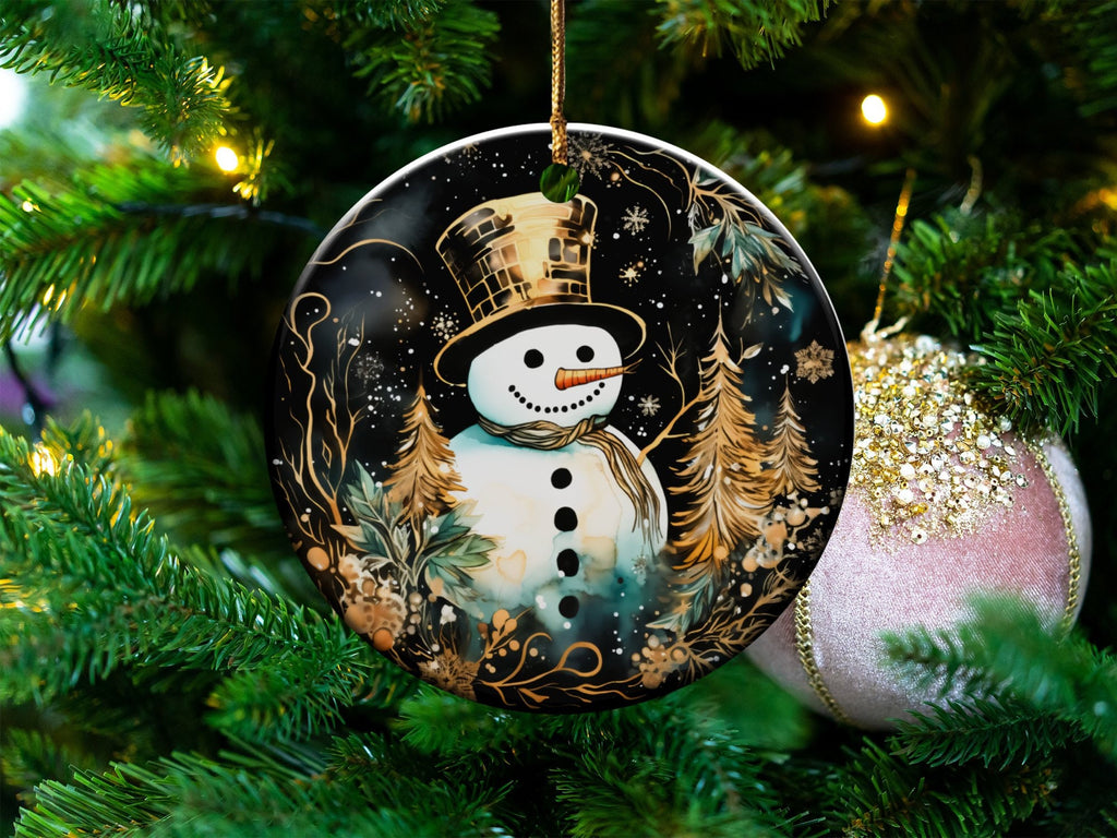 Christmas 2024 Ornament, Christmas Decoration, Holiday Gift Idea, Heirloom Keepsake, Round Ceramic, Gift Exchange, Gift Idea, Snowman