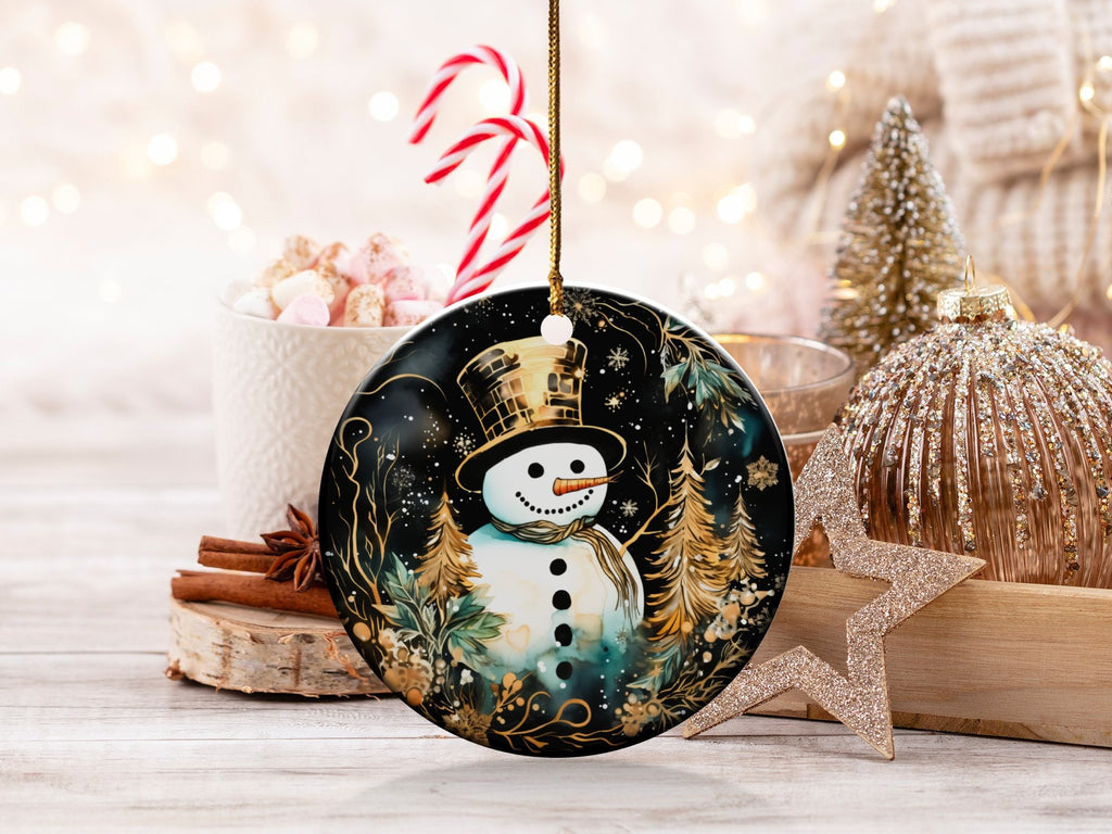 Christmas 2024 Ornament, Christmas Decoration, Holiday Gift Idea, Heirloom Keepsake, Round Ceramic, Gift Exchange, Gift Idea, Snowman