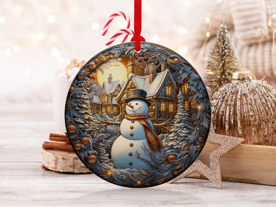 Christmas 2024 Ornament, Christmas Decoration, Holiday Gift Idea, Heirloom Keepsake, Round Ceramic, Gift Exchange, Gift Idea, Snowman