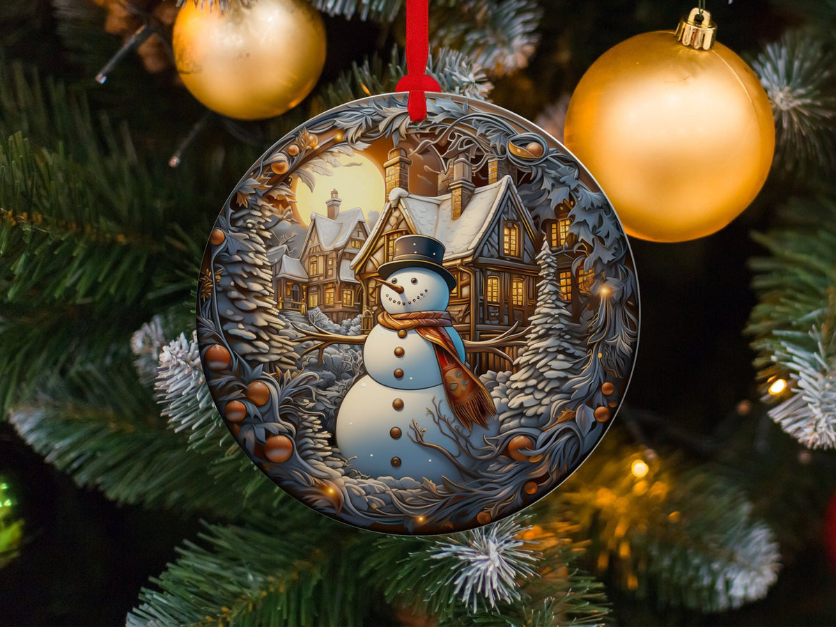 Christmas 2024 Ornament, Christmas Decoration, Holiday Gift Idea, Heirloom Keepsake, Round Ceramic, Gift Exchange, Gift Idea, Snowman