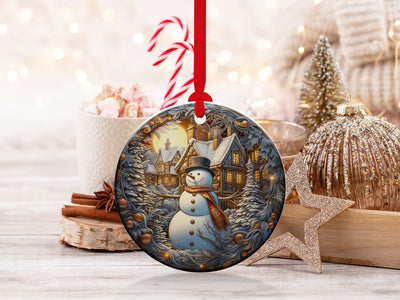 Christmas 2024 Ornament, Christmas Decoration, Holiday Gift Idea, Heirloom Keepsake, Round Ceramic, Gift Exchange, Gift Idea, Snowman