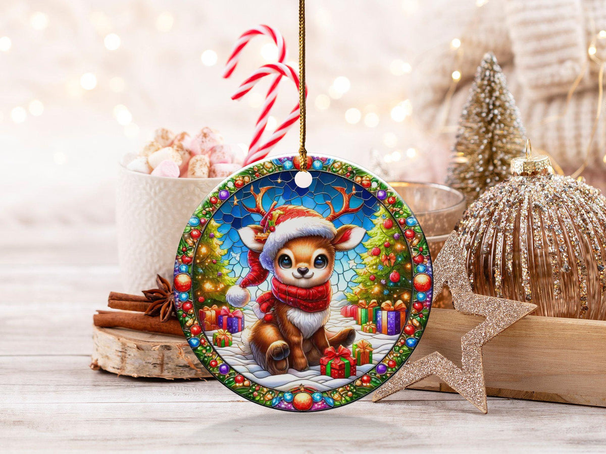 Christmas 2024 Ornament, Christmas Decoration, Holiday Gift Idea, Heirloom Keepsake, Round Ceramic, Gift Exchange, Gift Idea, Xmas Reindeer