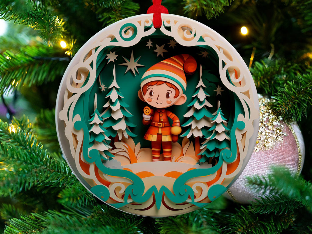 Christmas 2024 Ornament, Christmas Decoration, Holiday Gift Idea, Heirloom Keepsake, Round Ceramic, Gift Exchange, Gift Idea, Elf Ornament