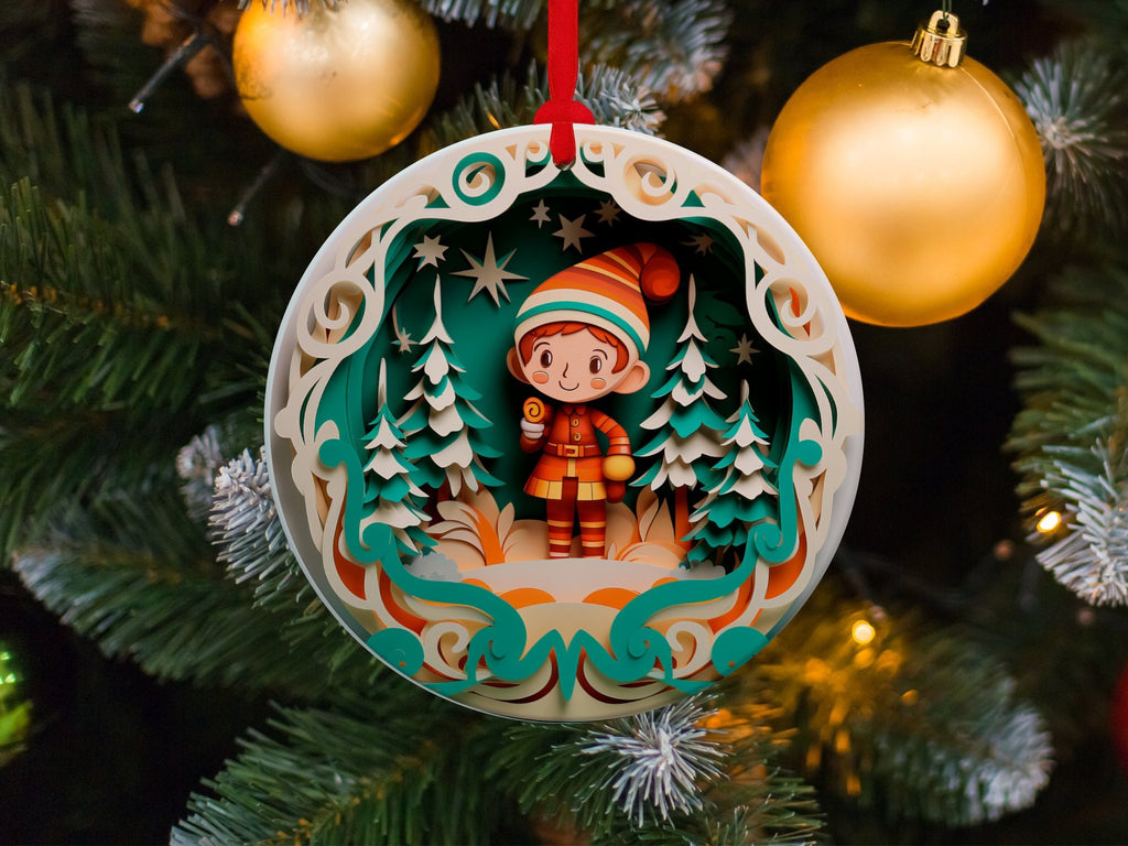 Christmas 2024 Ornament, Christmas Decoration, Holiday Gift Idea, Heirloom Keepsake, Round Ceramic, Gift Exchange, Gift Idea, Elf Ornament
