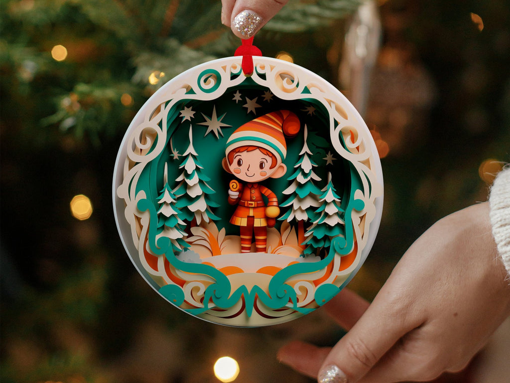 Christmas 2024 Ornament, Christmas Decoration, Holiday Gift Idea, Heirloom Keepsake, Round Ceramic, Gift Exchange, Gift Idea, Elf Ornament