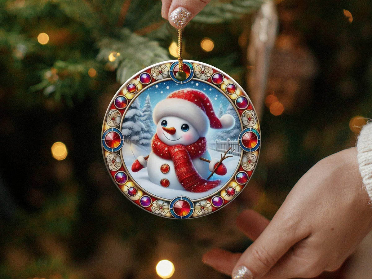 Christmas 2024 Ornament, Christmas Decoration, Holiday Gift Idea, Heirloom Keepsake, Round Ceramic, Gift Exchange, Gift Idea, Snowman