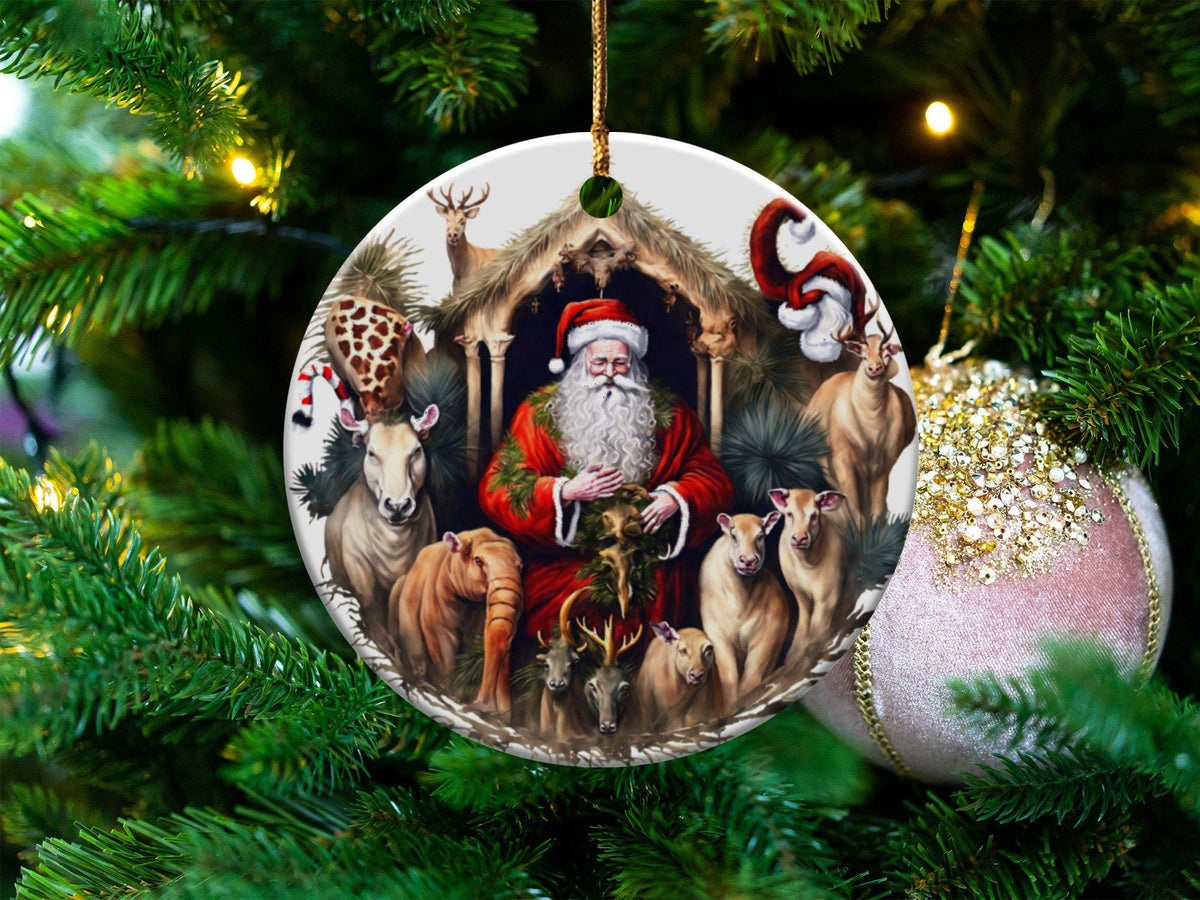 Christmas 2024 Ornament, Christmas Decoration, Holiday Gift Idea, Heirloom Keepsake, Round Ceramic, Gift Exchange, Gift Idea, Santa Claus