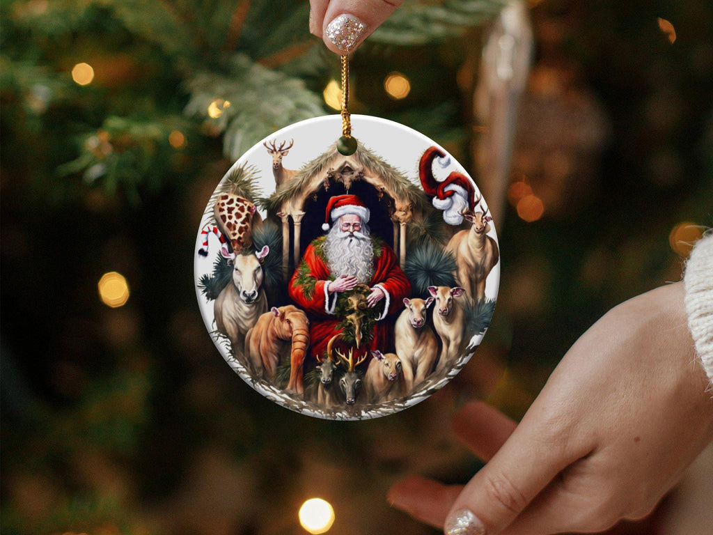 Christmas 2024 Ornament, Christmas Decoration, Holiday Gift Idea, Heirloom Keepsake, Round Ceramic, Gift Exchange, Gift Idea, Santa Claus