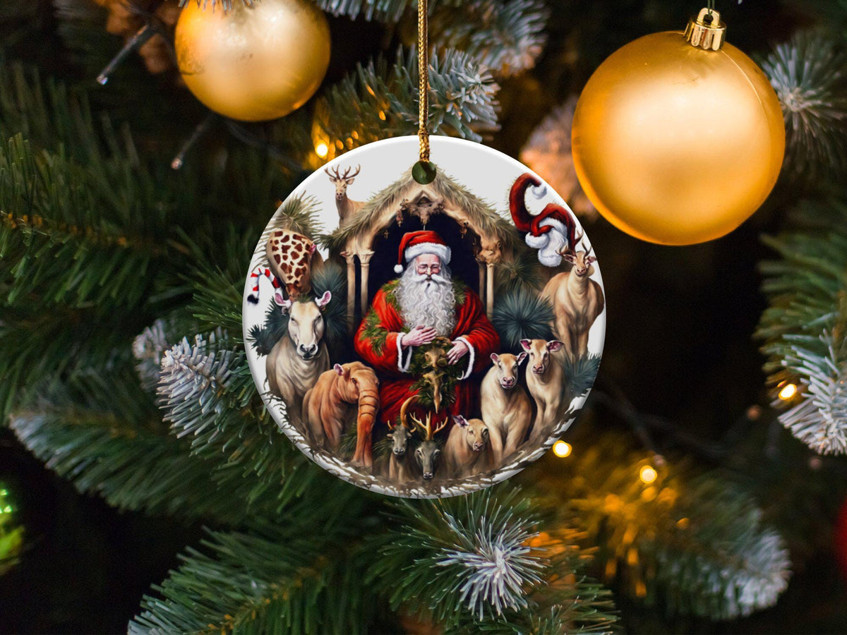 Christmas 2024 Ornament, Christmas Decoration, Holiday Gift Idea, Heirloom Keepsake, Round Ceramic, Gift Exchange, Gift Idea, Santa Claus