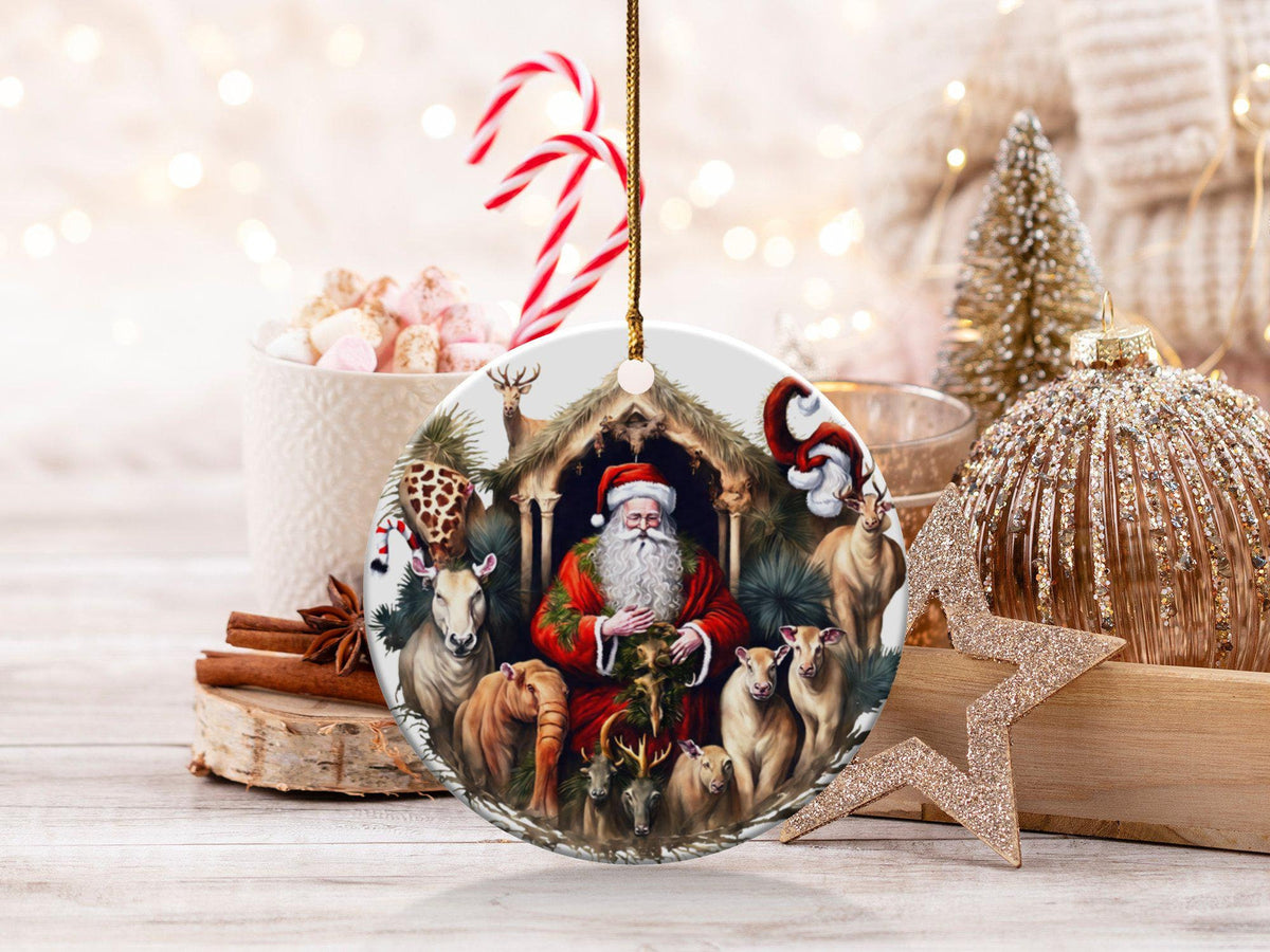 Christmas 2024 Ornament, Christmas Decoration, Holiday Gift Idea, Heirloom Keepsake, Round Ceramic, Gift Exchange, Gift Idea, Santa Claus