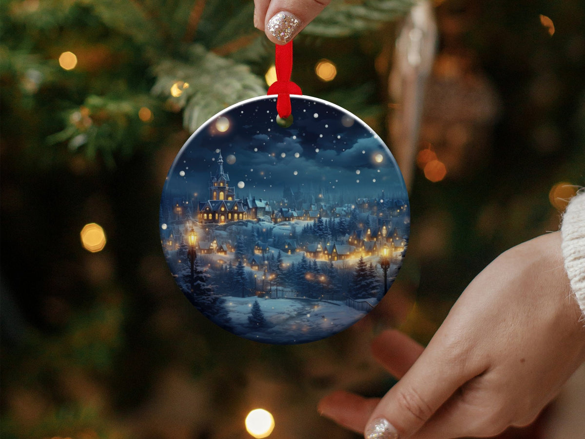 Christmas 2024 Ornament, Christmas Decoration, Holiday Gift Idea, Heirloom Keepsake, Round Ceramic, Gift Exchange, Gift Idea, Xmas Village