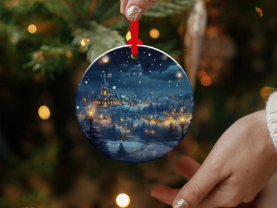 Christmas 2024 Ornament, Christmas Decoration, Holiday Gift Idea, Heirloom Keepsake, Round Ceramic, Gift Exchange, Gift Idea, Xmas Village
