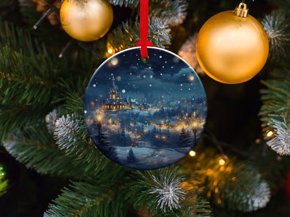 Christmas 2024 Ornament, Christmas Decoration, Holiday Gift Idea, Heirloom Keepsake, Round Ceramic, Gift Exchange, Gift Idea, Xmas Village