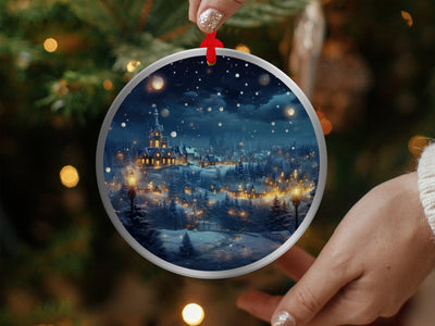 Christmas 2024 Ornament, Christmas Decoration, Holiday Gift Idea, Heirloom Keepsake, Round Ceramic, Gift Exchange, Gift Idea, Xmas Village